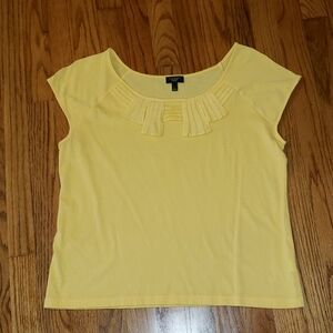 Talbots Yellow Pleated Trim Scoop Neck Cap Sleeve Tee Size: LP